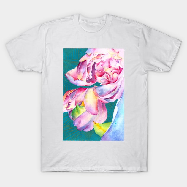 Geometric Peonies T-Shirt by QuirkybyDesign